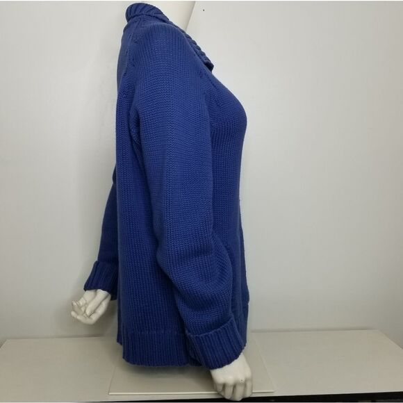 Lands' End Women's Blue Button Up Sweater - Picture 5 of 8